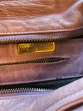 Vintage Bottega Veneta Dusty Lavender Leather Shoulder Bag with Gold Hardware